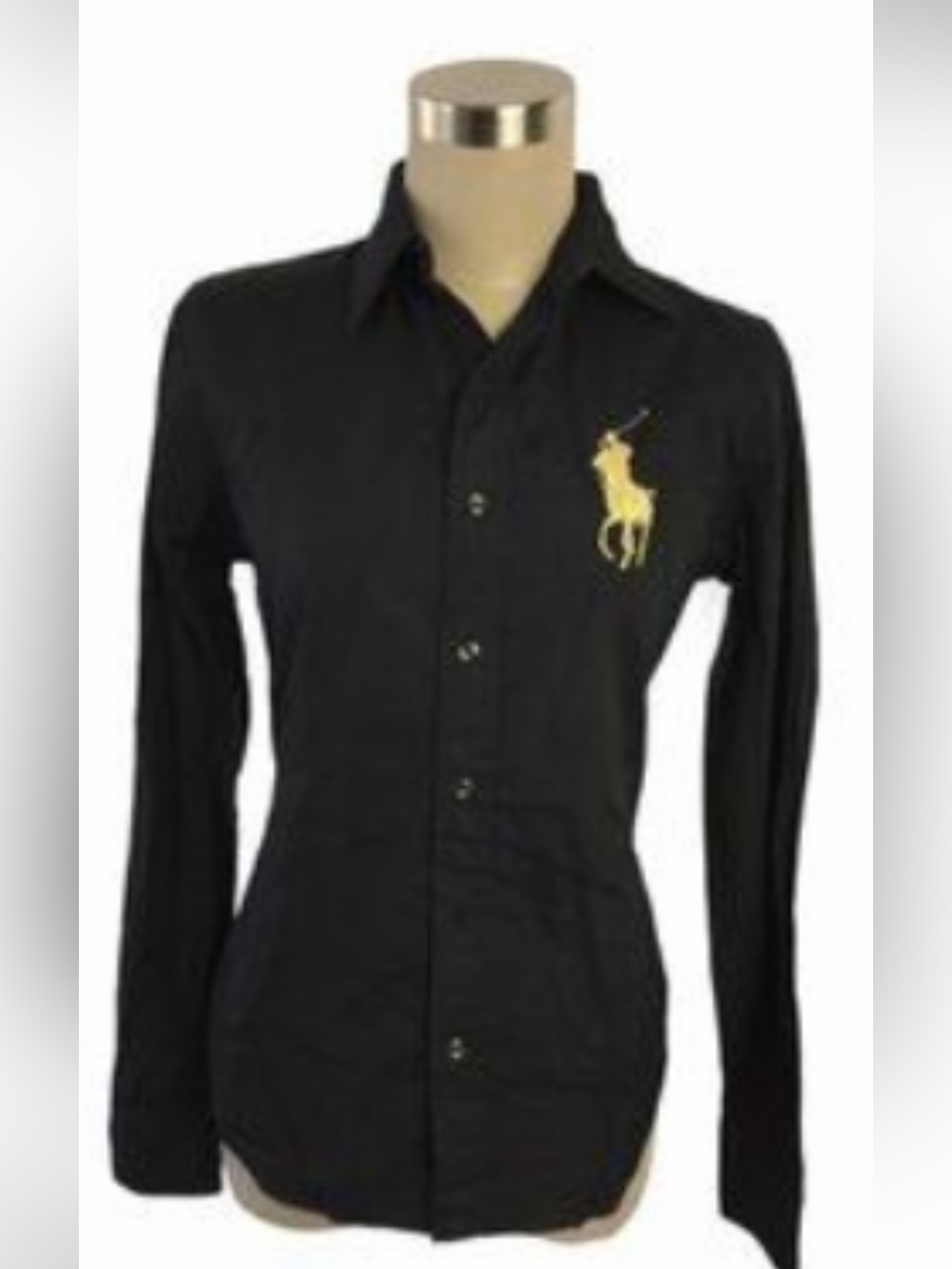 Ralph Lauren Black Long-Sleeve Button Shirt with silver logo